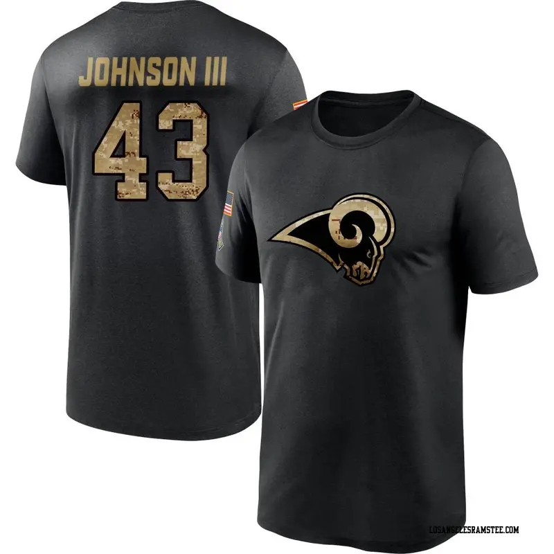 Men's Los Angeles Rams ＃43 John Johnson III Black 2020 Salute To Service Performance T-Shirt