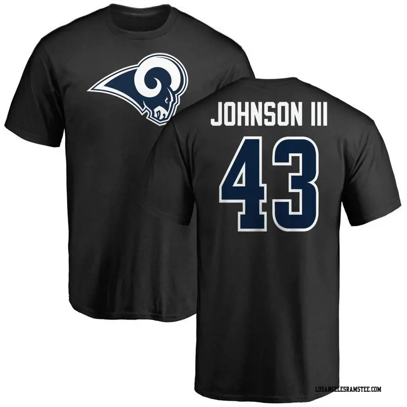 Men's Los Angeles Rams ＃43 John Johnson III Black Name & Number Logo T-Shirt