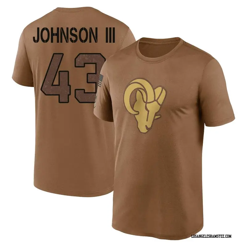 Men's Los Angeles Rams ＃43 John Johnson III Brown 2023 Salute To Service Performance T-Shirt