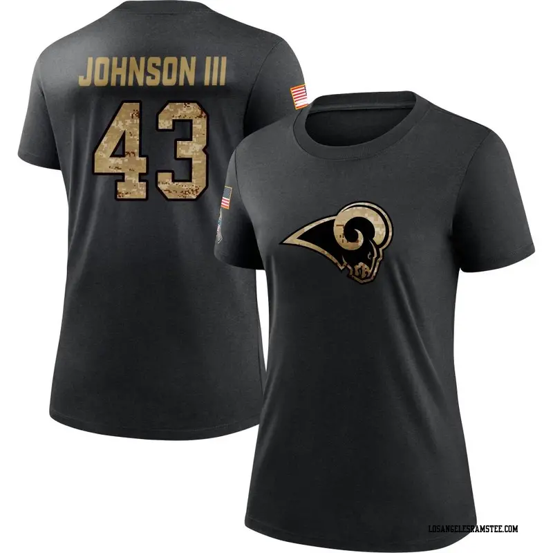 Women's Los Angeles Rams ＃43 John Johnson III Black 2020 Salute To Service Performance T-Shirt