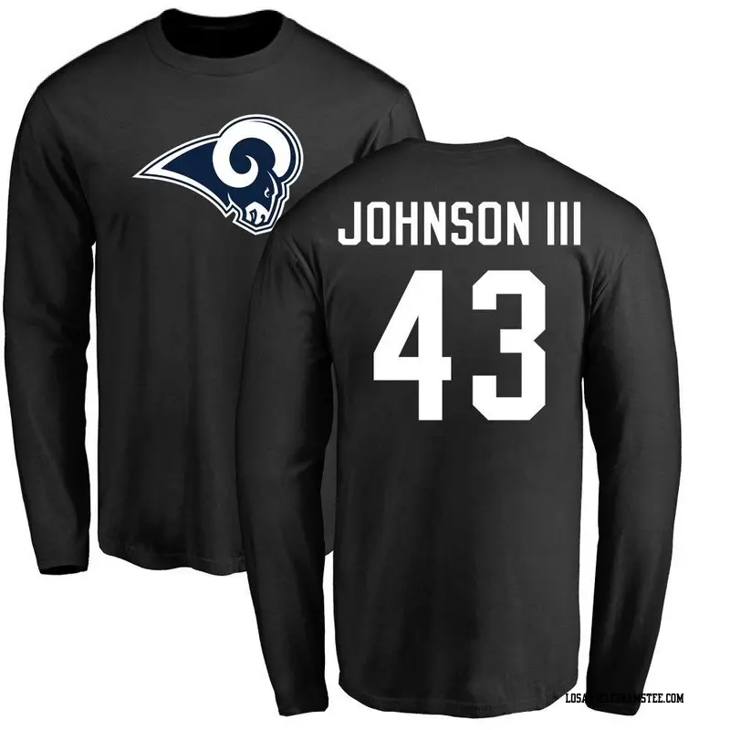 Youth Los Angeles Rams ＃43 John Johnson III Black Name & Number Logo Long Sleeve T-Shirt