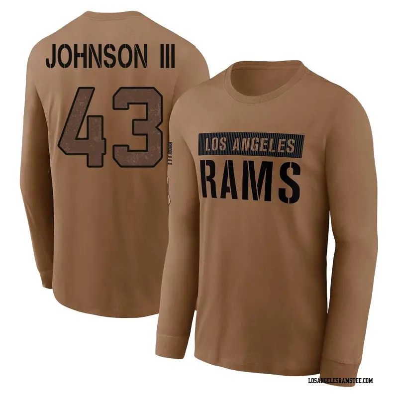 Youth Los Angeles Rams ＃43 John Johnson III Brown 2023 Salute To Service Long Sleeve T-Shirt