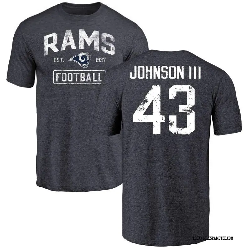 Youth Los Angeles Rams ＃43 John Johnson III Navy Distressed Name & Number T-Shirt