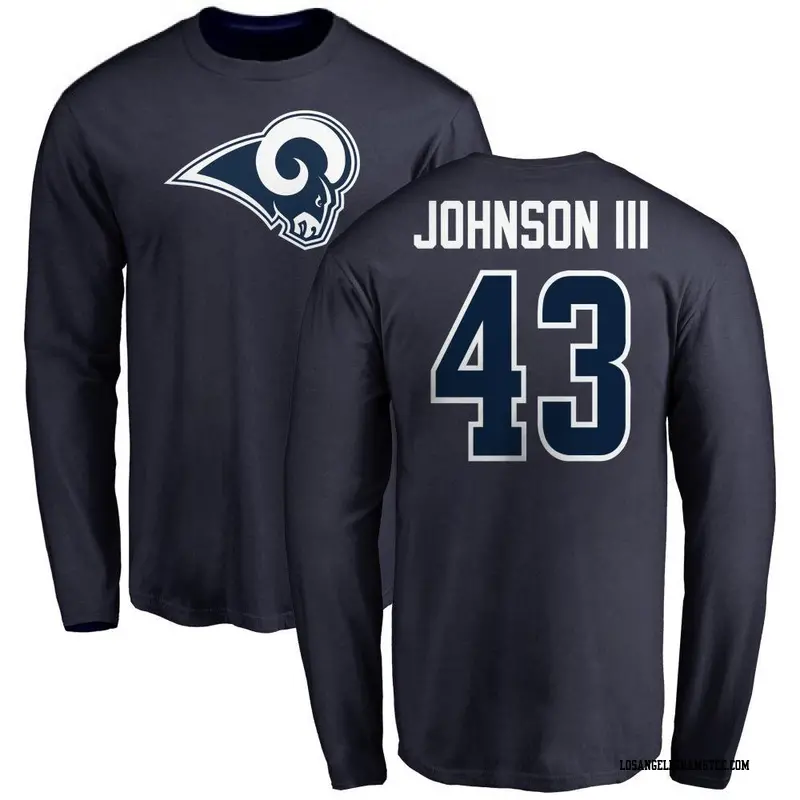 Youth Los Angeles Rams ＃43 John Johnson III Navy Name & Number Logo Long Sleeve T-Shirt