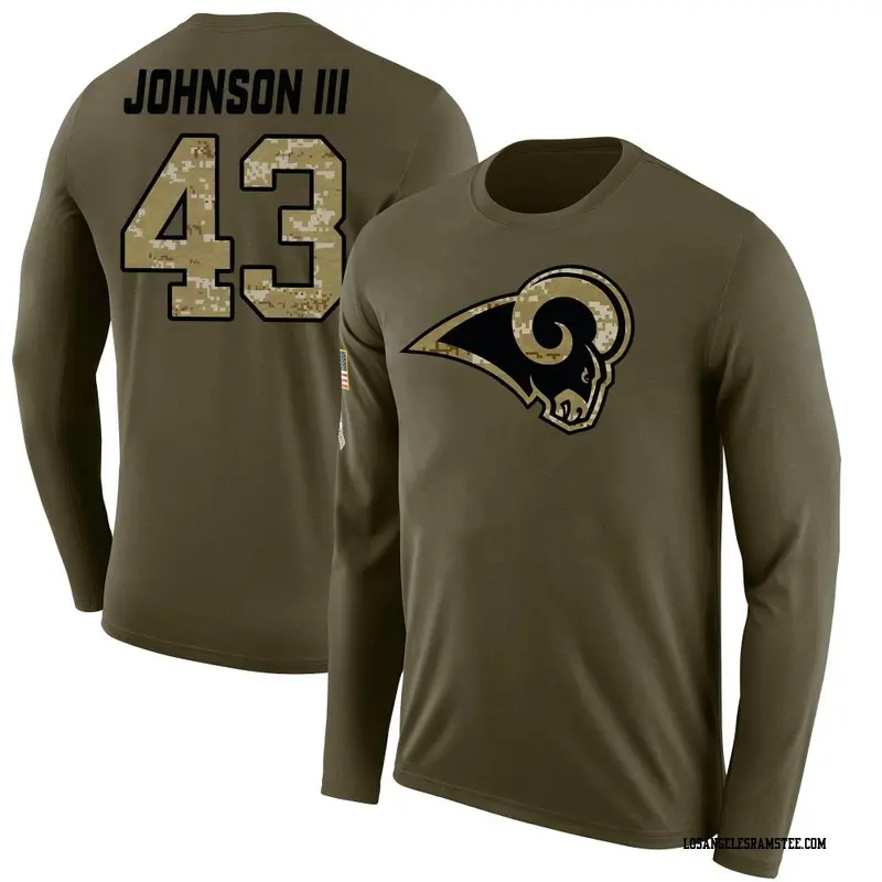 Youth Los Angeles Rams ＃43 John Johnson III Olive Salute to Service Sideline Long Sleeve T-Shirt