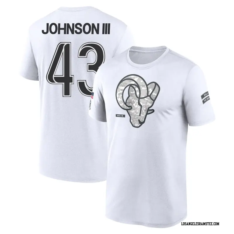 Youth Los Angeles Rams ＃43 John Johnson III White 2024 Salute to Service Performance T-Shirt
